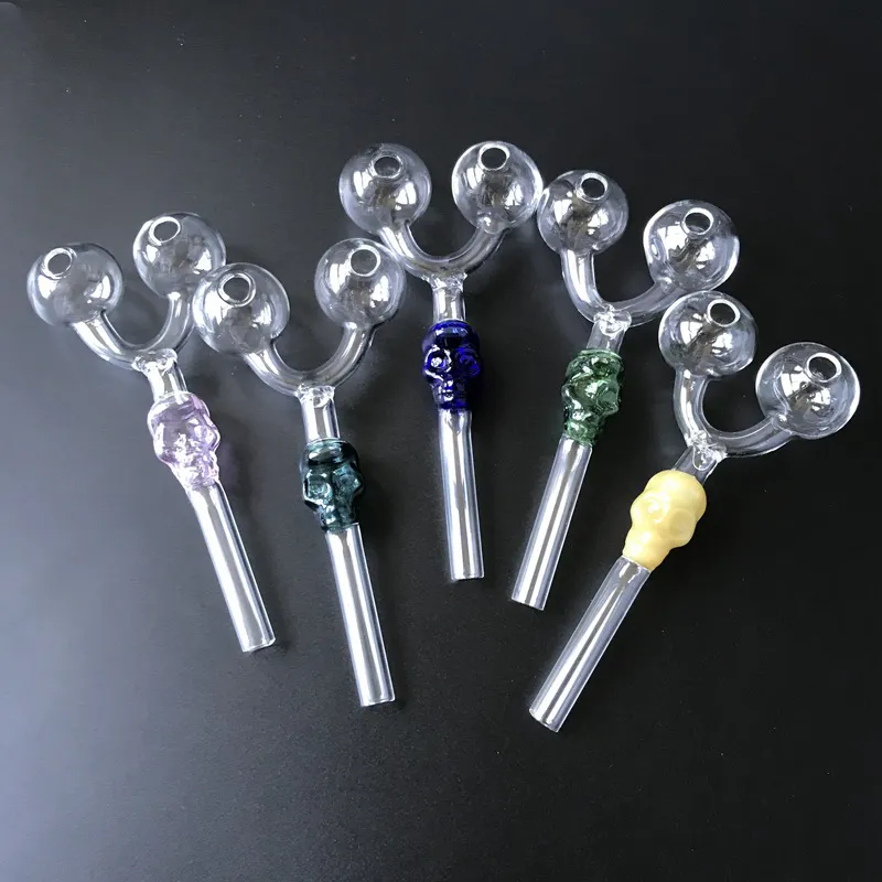 5,5-Zoll-Räucherpfeifen aus Glas, kleiner Tabaklöffel, Werkzeug, Zigarettenhalter, Doppelbrenner, Rohrdurchmesser 10 mm, Rauchbrennrohre für trockene Kräuter SW29