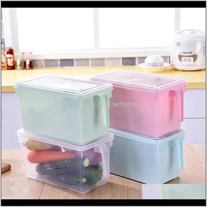 Portable Storage Organizer Stackable Refrigerator Handle Kitchen Containers With Lids For Fruits Vegetables Egg Bottles & Jars