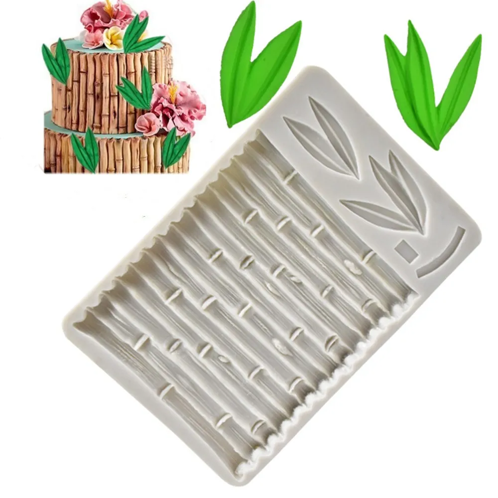 Bamboo Leaf Ruffle Mold Silicone Mould 3D For Panda Cake Border Decorating Chocolate Cream Form Baking Tool Kitchen Accessories