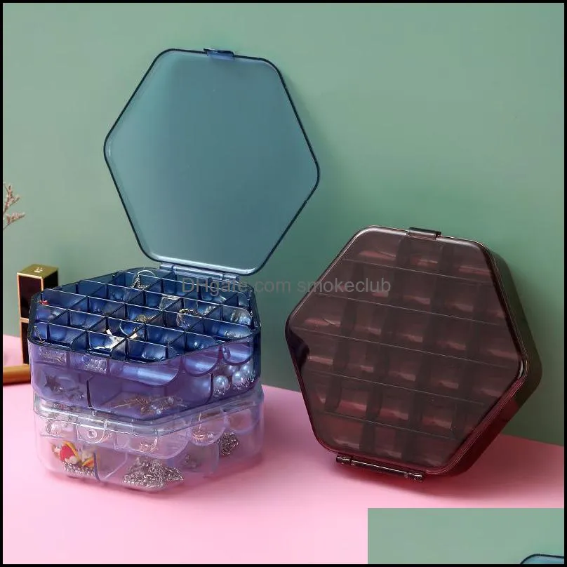 Jewel Case Earrings Necklace Storage Boxes Jewelry Plastic Transparent Box Double Layer High Capacity Accessories Cases Display