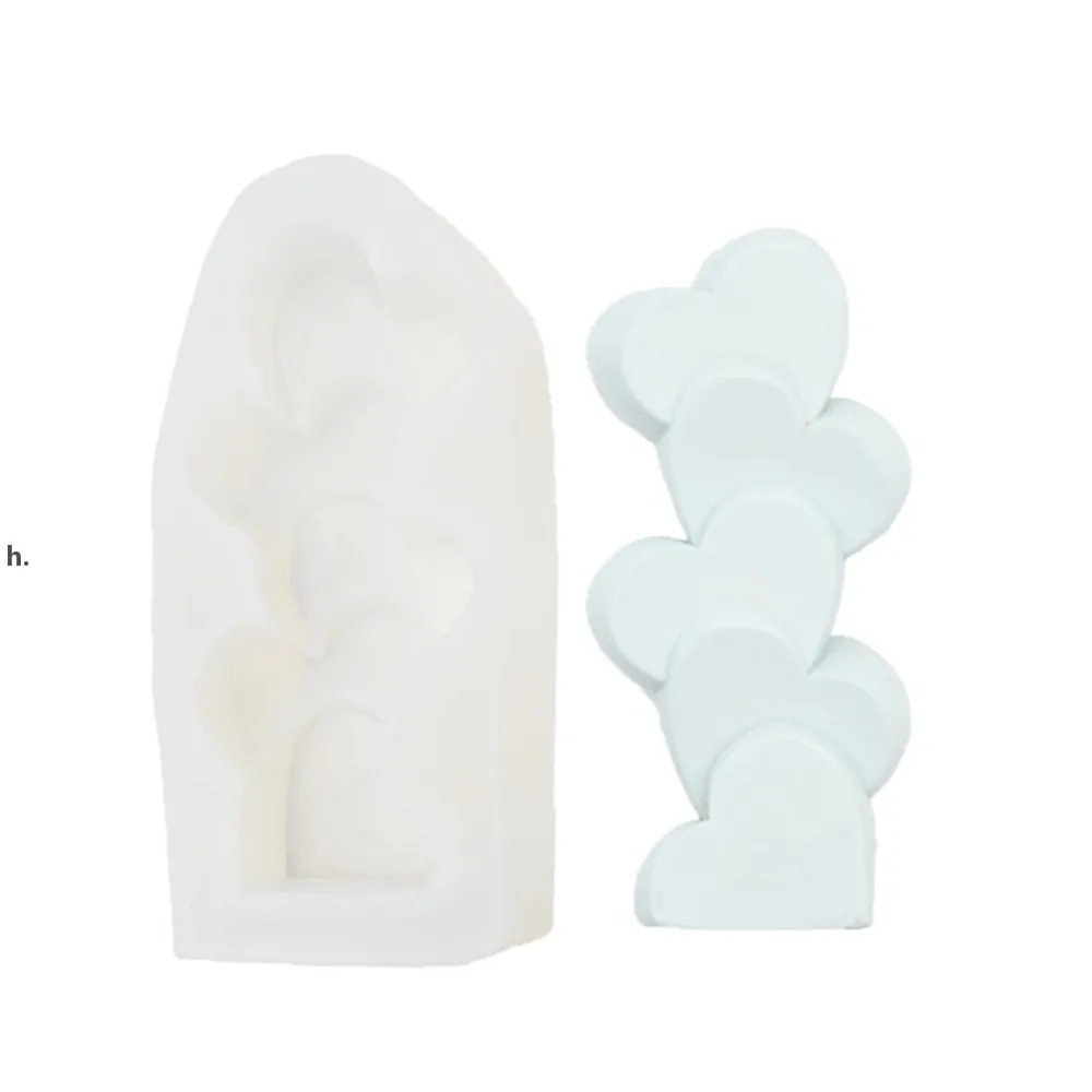 Craft Tools Silicone Candle Mold 3D Heart Shaped Arom Gypsum Plaster Epoxy Tvål Mögel För Handgjorda Konst Craft RRA12069