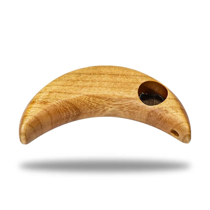 Mini Forme De Lune Tuyaux En Bois Naturel Herbe Sèche Tabac Filtre Portable Pipe À Main Conception Innovante Fumer À La Main De Haute Qualité Porte-Bois DHL Gratuit