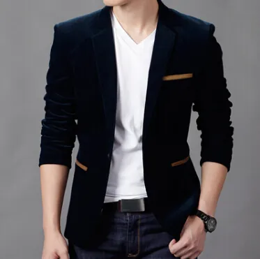 Mens Fashion Blazer Britishs Style Casual Slim Fit Suit Jacket