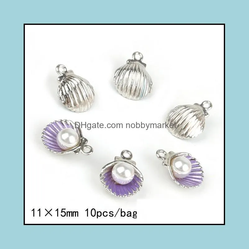 Charms 10pcs/lot Enamel Shell Alloy Charm Pendants For Women Earring Jewelry Making Fit Bracelet & Necklace DIY Findings 2021