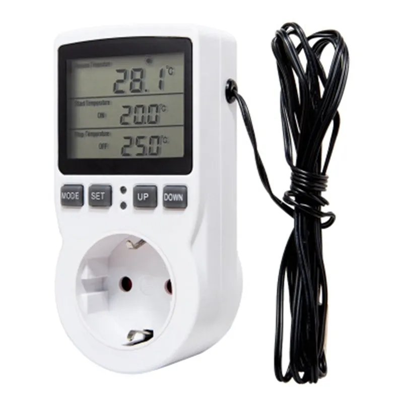 UE / EUA / AU / UK Timer Socket Termostato Tomostato Digital Controlador de Temperatura Tomada com Temporizador Sensor Sensor Sonda Aquecimento Refrigeração 210719
