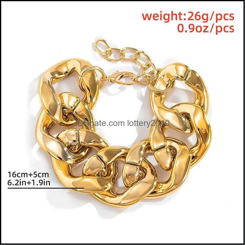 Fashion Geometric Hip Punk Statement Bracelet For Women Big Cuban Chain Jewelry XR-35 Link,