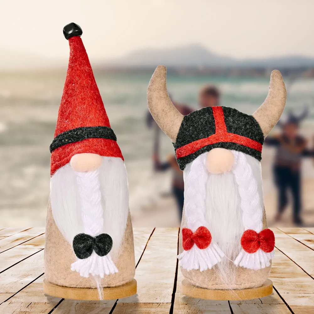 Dekoracje świąteczne Pluszowe Gnome Elf Z Ox Horn Handmade Szwedzki Tomte Stół Dom Ornamenty Dzieci Prezent Phjk2109