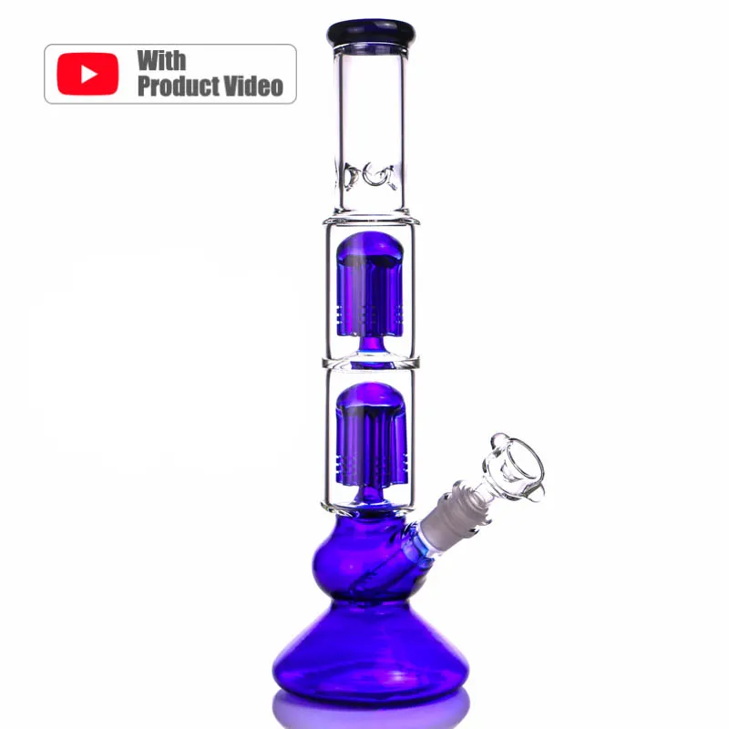 Hookah 6 arm percolator glas bong vatten rör blå rök rör dab rigg klassiker bäger bongs