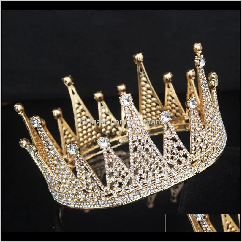 crystal queen king tiaras and crowns men/women headpiece pageant prom diadem hair ornaments wedding head jewelry accessories