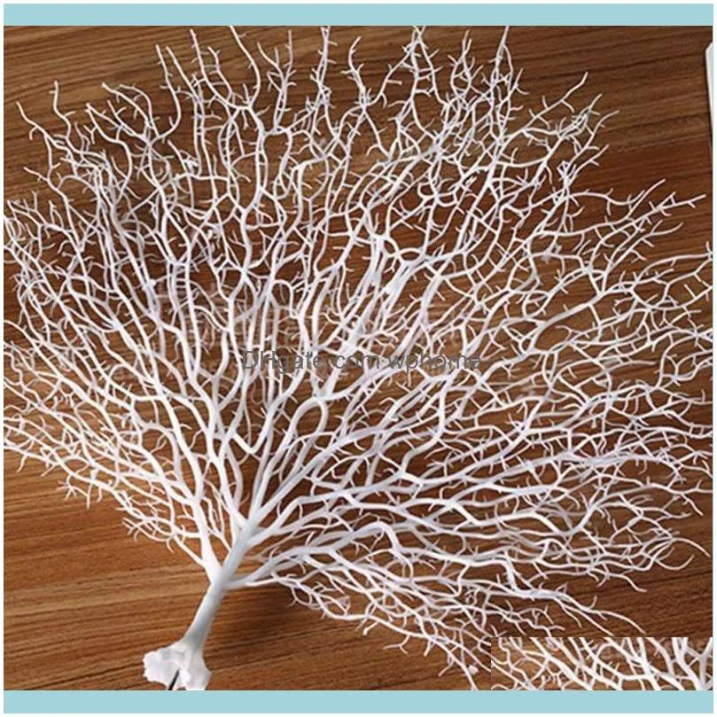 Decorative Flowers & Wreaths Simulation Coral Branch Plant Plastic Peacock Tree Dried Artificial Decorations1