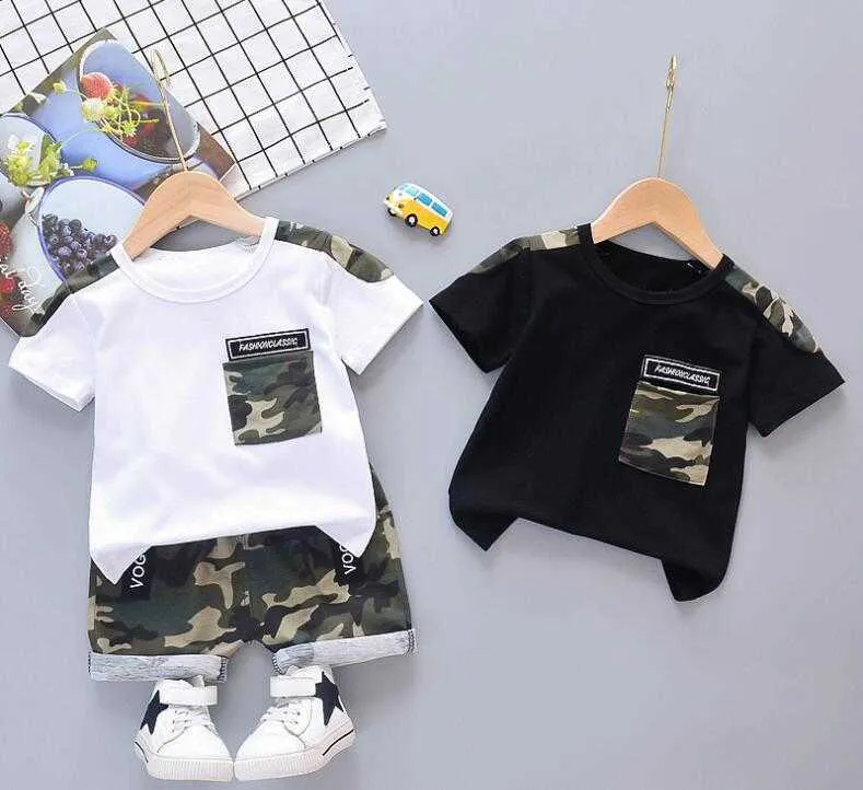 Garçons vêtements ensembles été enfants mode coton t-shirts + shorts 2pcs survêtements pour bébé garçon enfants occasionnels jogging costumes enfant en bas âge X0802