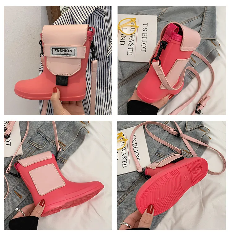 Women shoulder bag Fashion rain boots design Silicone soft texture Trendy mobile phone mini crossbody Small exquisite birthday Christmas gift ls0999