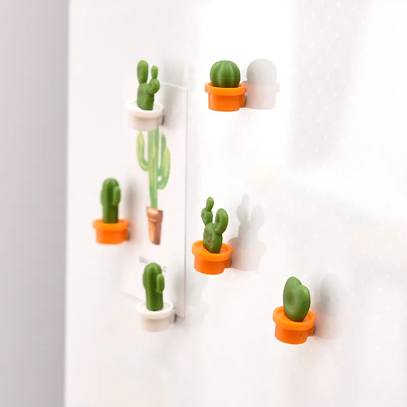 Kitchen Post-it Notes Cactus Fridge Magnets Succulent Green Plant Message Cute Cartoon Magnetic Stickers 6 Pack Style Modern And Simple