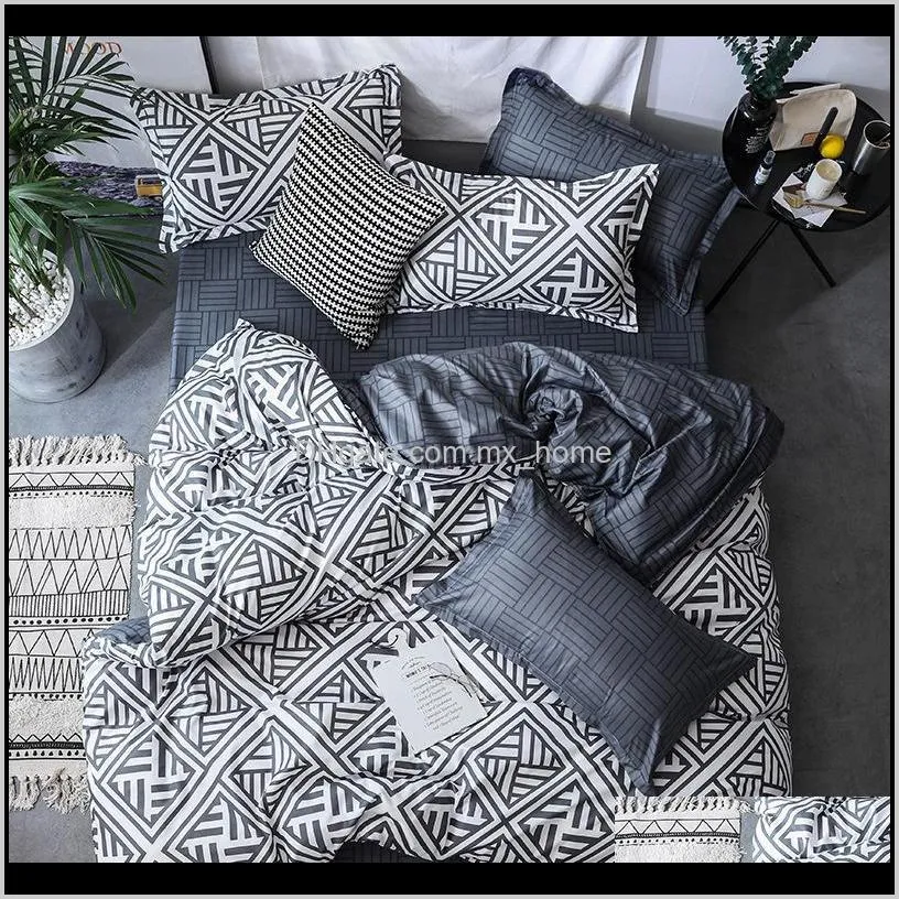 bedding set 3pcs geometric printing bed lines include duvet cover &pillowcases beddingset cover home textile polyester bed sets