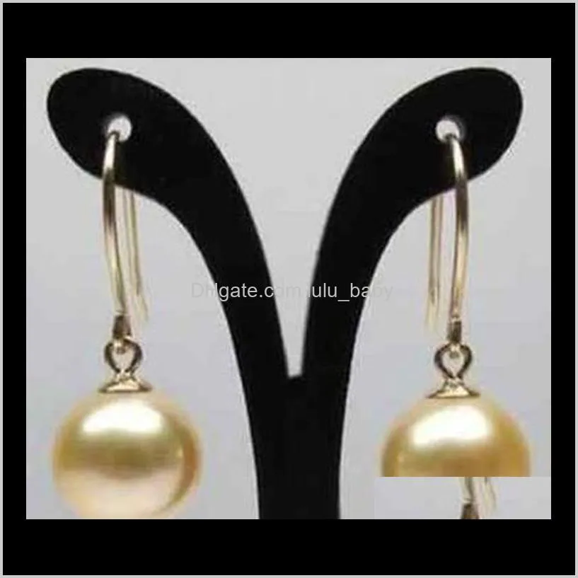 Stud Jewelry Drop Entrega 2021 9-10 mm Pendientes de perlas naturales del Mar del Sur 14K Accesorios de oro HQS2I