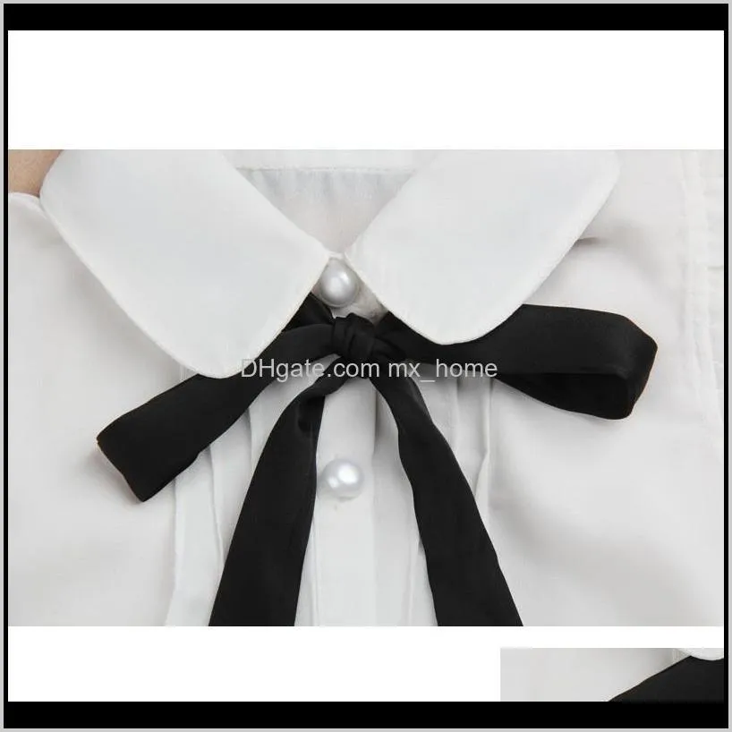 girls summer top children sleeveless white blouses black bow shirts for teenage school girl chiffon lace blouse 2-16 years 210305