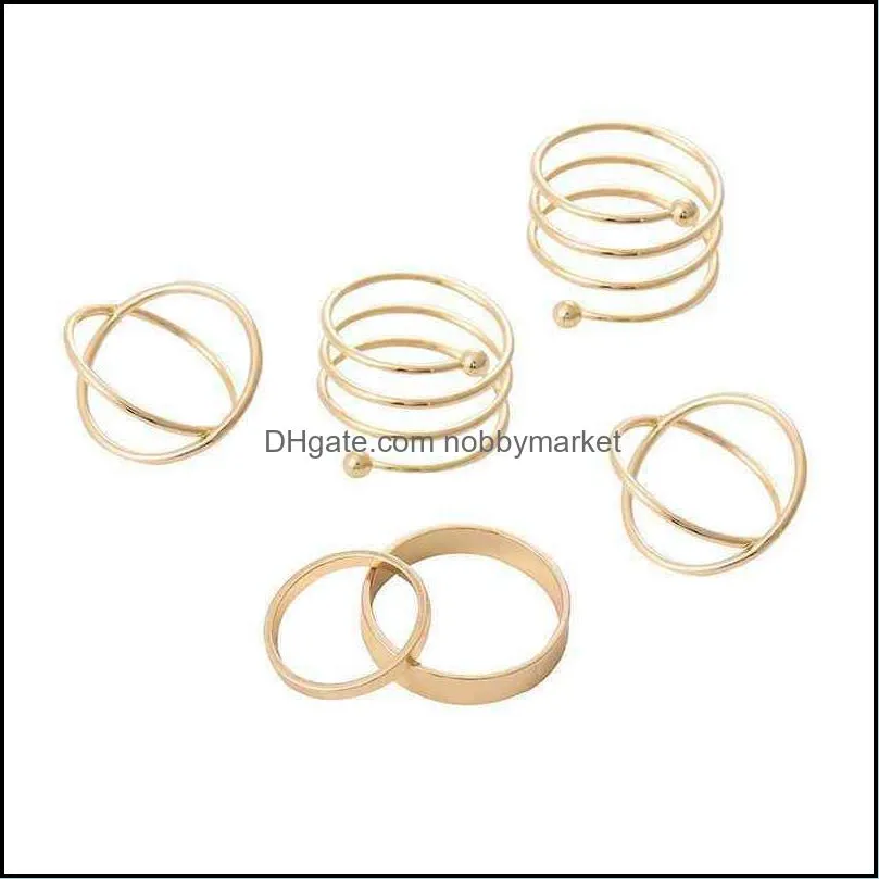 Ins simple geometric joint personality light luxury niche design ring set cool wind hand ornament female