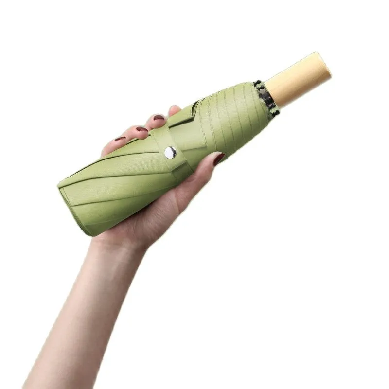 Japanese simple solid wood handle folding outdoor umbrella for men and women rain parasol sombrillas para UV