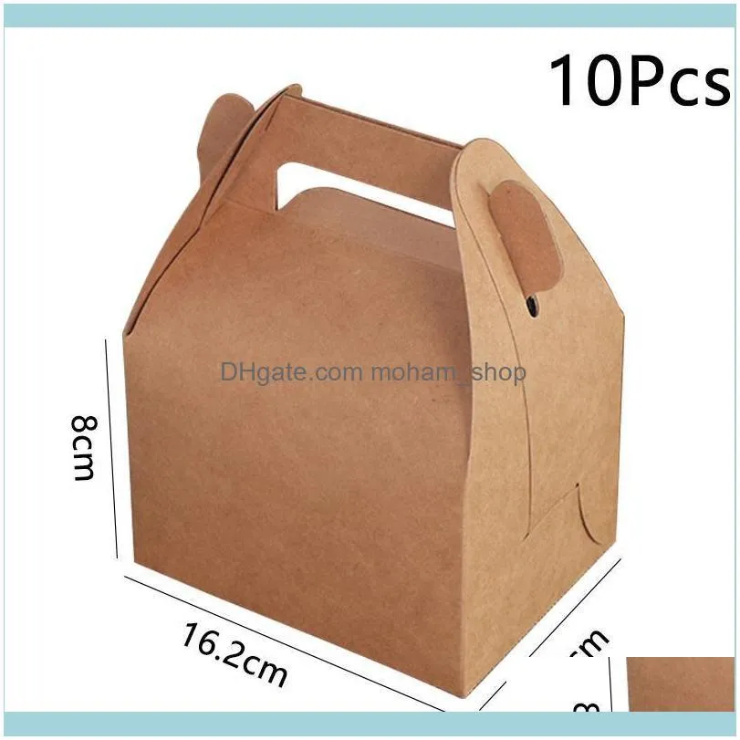10Pcs Big Gift bag with handle Gift Box cake Candy Boxes Kraft Paper cardboard Box Packaging Wedding Birthday Party Favors1