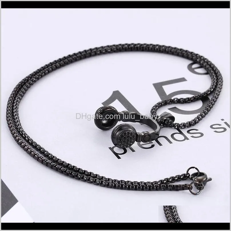 boyfriend gift stainless steel hip hop wireless earphone headphone pendant necklace for men in 4 colors