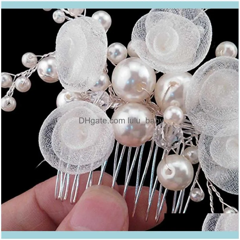 Hair Clips & Barrettes Fashion Style Pearl Flower Handmade Bridal Crown Wedding Jewelry Crystal Tiara For Woman Gift SL