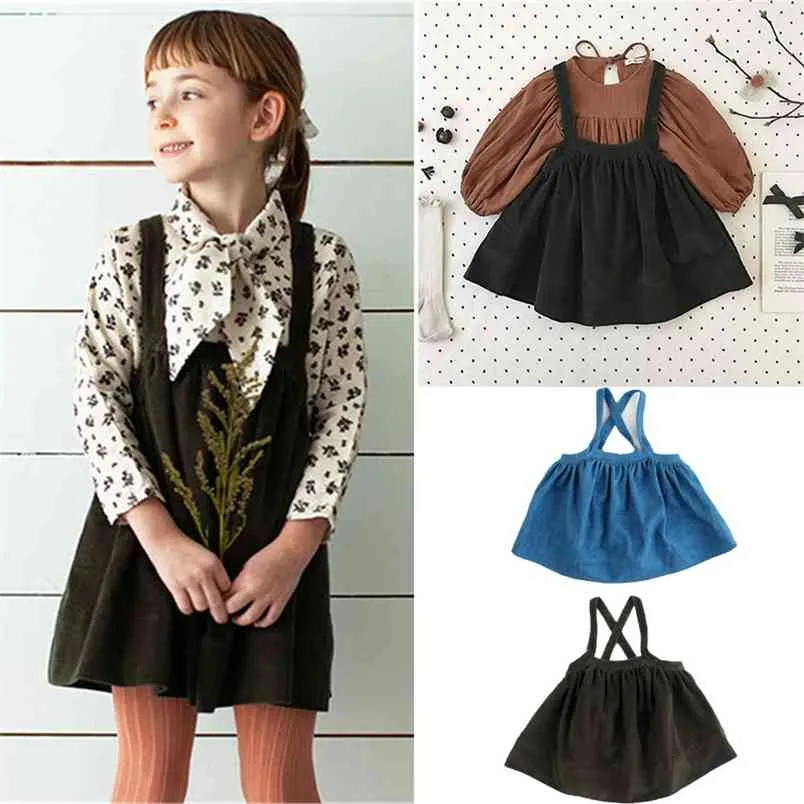 Corduroy & Denim Tutu Sling Dress for Toddler Girls - Winter Fashion Kids  Clothes, Knee-Length, Sleeveless, Green & Blue, 2024
