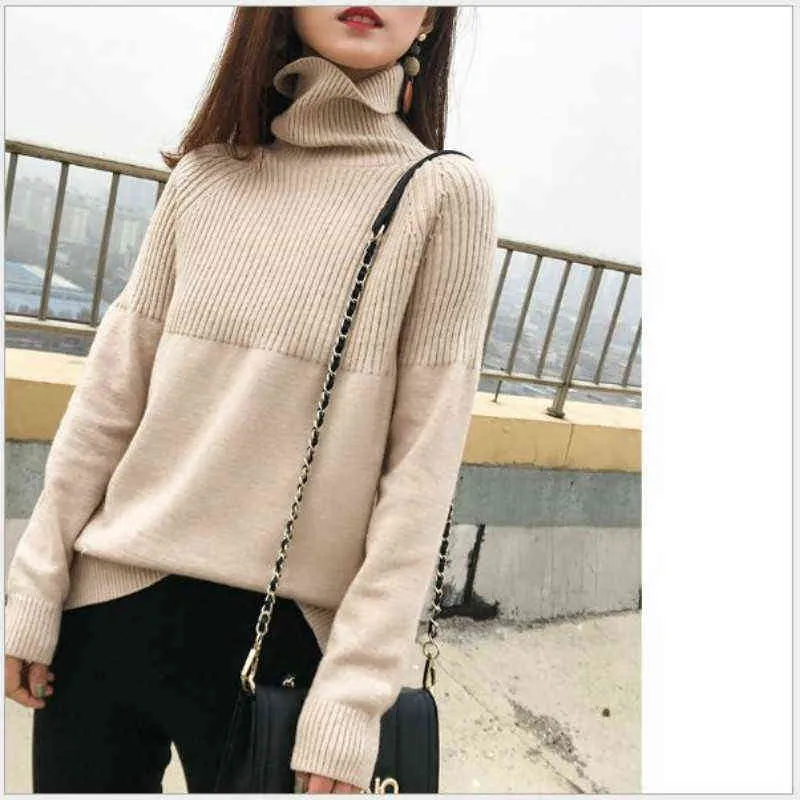 Spring Autumn Female Sweater Light Full Sleeve Turtleneck Casual Style Streetwear Pullover for Women Y1110