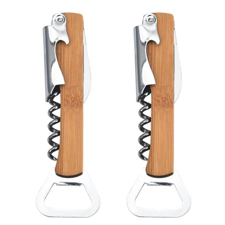 Wood Handle Professional Red Wine Opener Screw Bottle Stainless Steel Corkscrew for Waiters Sommelier Bartender SN4334