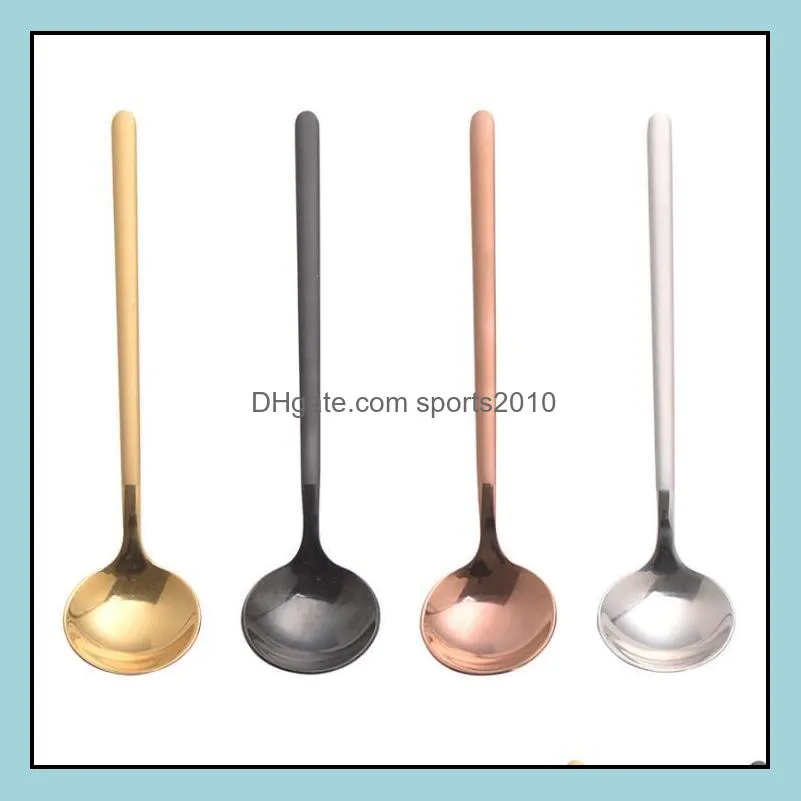 Delicate Stainless Steel Titanium Colorful Plated Spoon Multicolor Soup Spoons Stainless Steel Coffee Spoons Stir Teaspoon LX1318