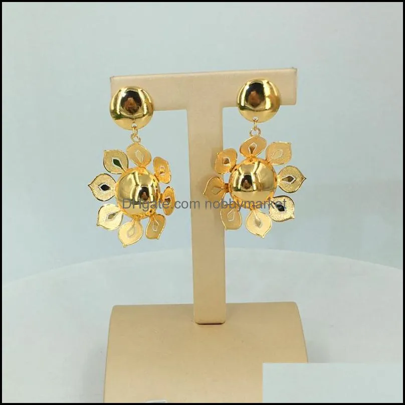 Earrings & Necklace Mejewelry Fashion Dubai Goldplated Jewelry Set For Women Big Flower Sets Engagement Party FHK12175