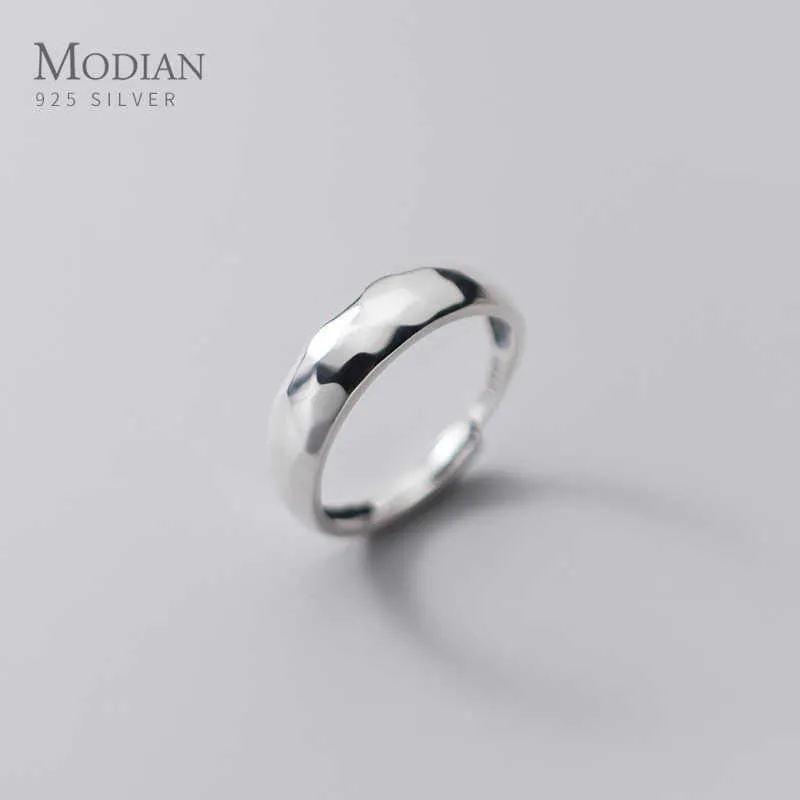 925 Sterling Zilver Geometrische Cut Resizable Finger Ringen voor Vrouwen Mannen Simple Stackable Wedding Bands Fijne Sieraden 210707
