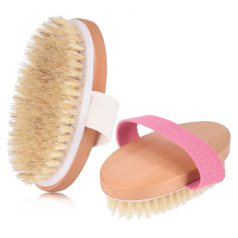 Natural Wooden Bristle Bath Brushes Household SPA Body Cleaning Massage Brush Bathroom Scrubbing Tools