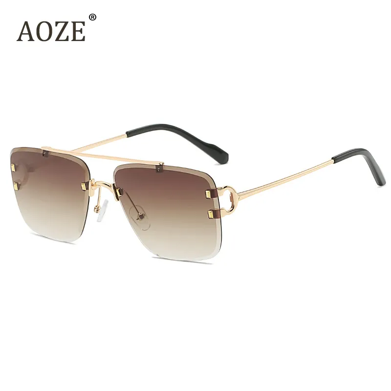 Fashion Unique Rimless Style Spikes Rivets Lunettes de soleil Vintage Femmes Hommes Brand Design