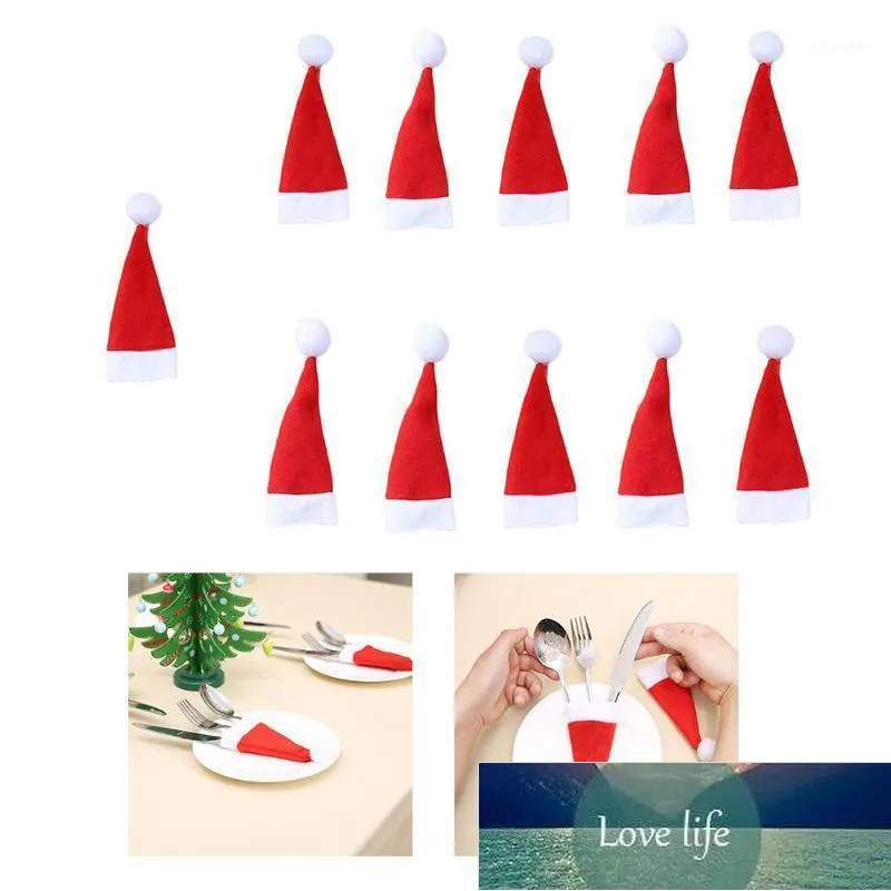 Рождественские украшения 11 шт. Декоративные мини Santa Hats Forks Bag Tableware нож для хранения инструмента шляпа крышка1