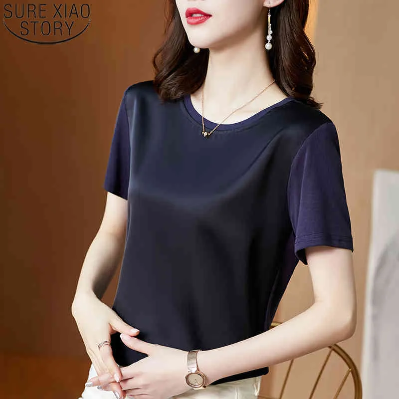 Senhora De Escritório Tops Verão Manga Curta Blusas Cetim Blusa Mulheres Camisas  Moda Simples Sólido Plus Tamanho Solto Camisa Blusas 13377 210506 De $38,96