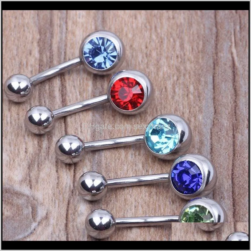 316l surgical steel single crystal rhinestone belly button navel bar ring piercing 50pcs/lot shipping