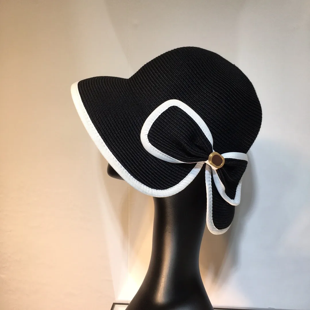 Eleganti cappelli intrecciati, casual, all'aperto, fatti a mano, freschi e avari, con visiera di paglia, fascia di alta qualità