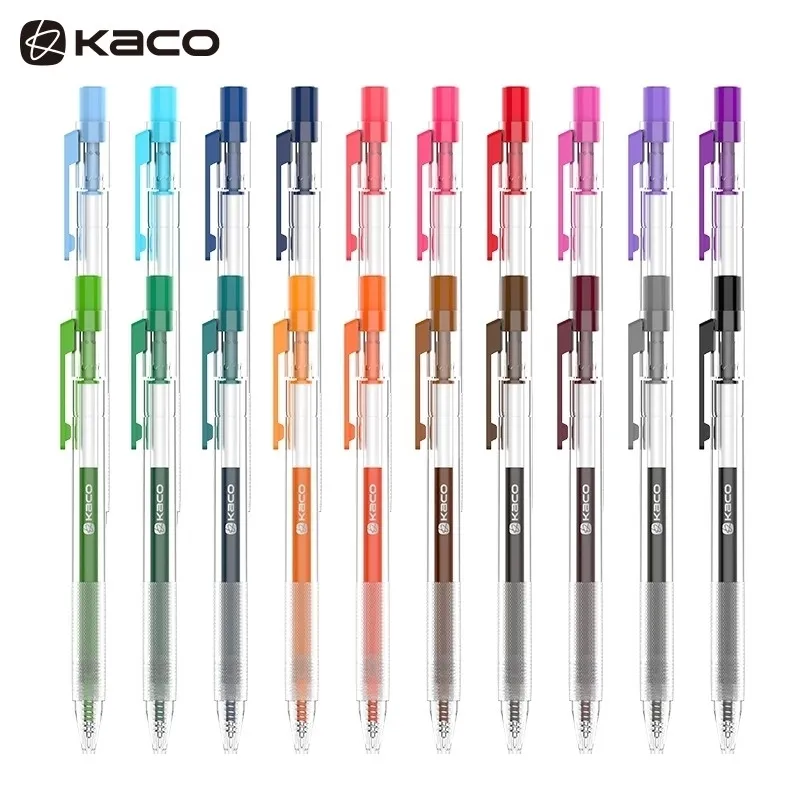 Kaco turbo 10 / 20pcs gel pennor duraball godis färg pennor transparent penna kropp färg bläck gel penna skriva smidigt för skolkontor 210330