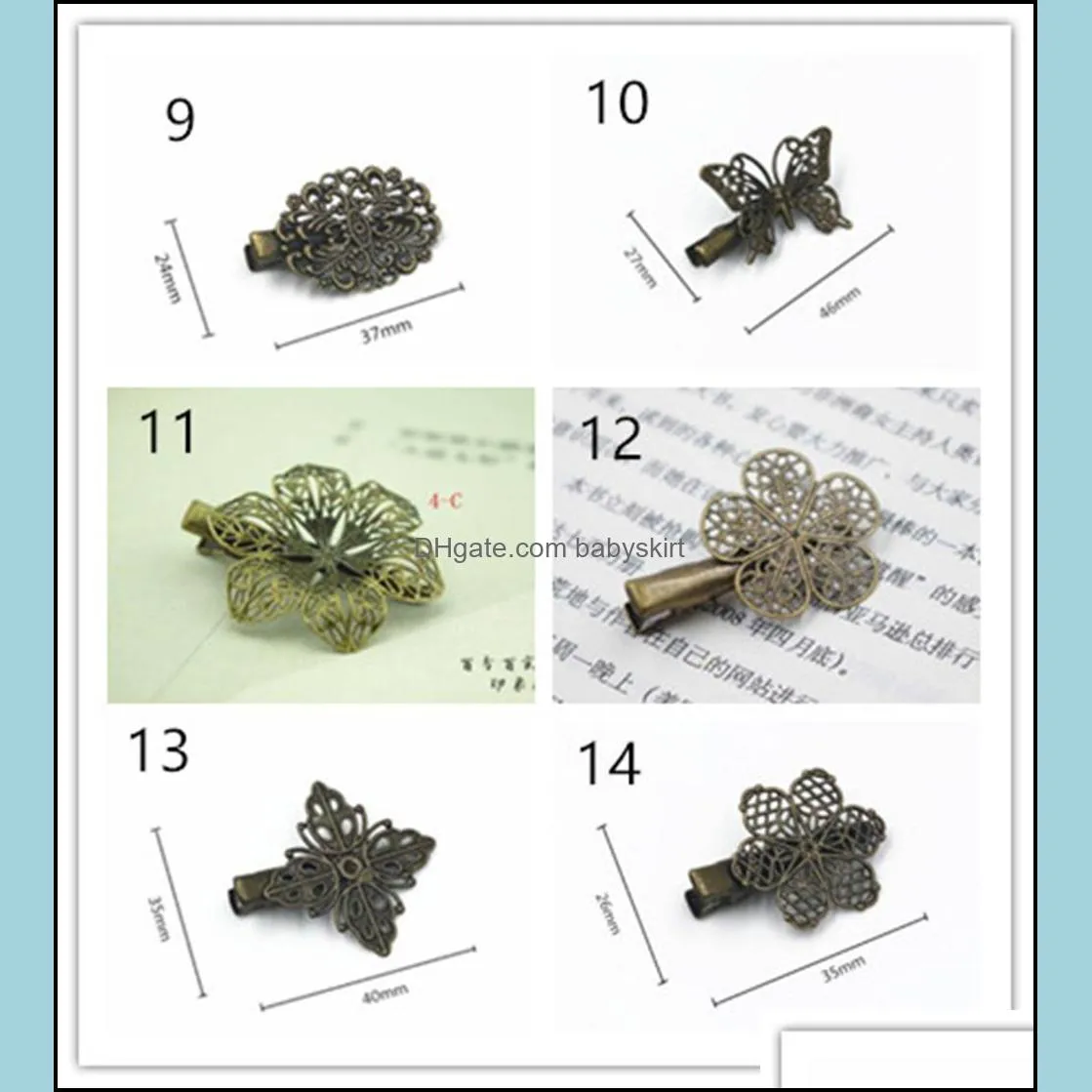 New Arrival Bronze Vintage Hair Clips 15 Styles Women Elegance Lady Hairpins Fashion Alloy Hair Clip hairpin Hair Accessories