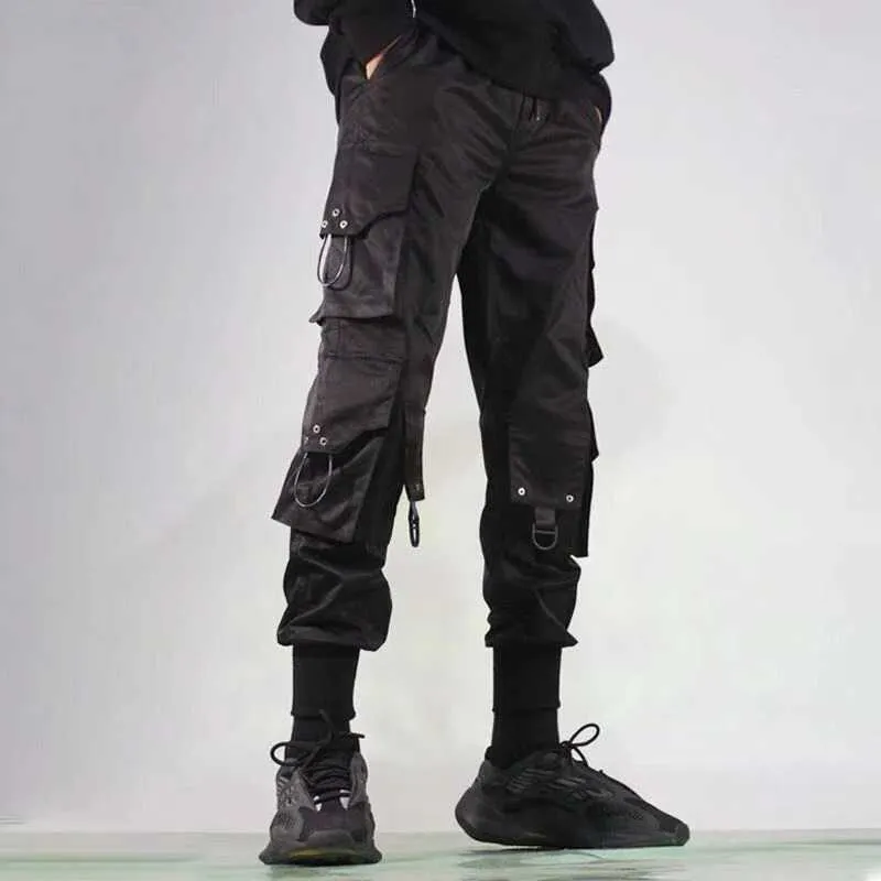 Spodnie Cargo Mężczyźni Harem Joggers Spodnie Mężczyźni Harajuku Hip Hop Streetwear Czarne spodnie dresowe Joggers Męskie spodnie Oversize Y0927