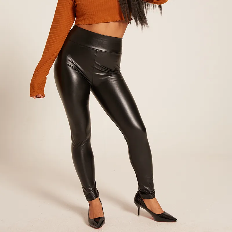 Cheap PU Leather Pencil Pants Women Sexy Tight Booty Up Skinny Leggings  Faux Leather Trousers High Waisted Tummy Control Slim Jeggings