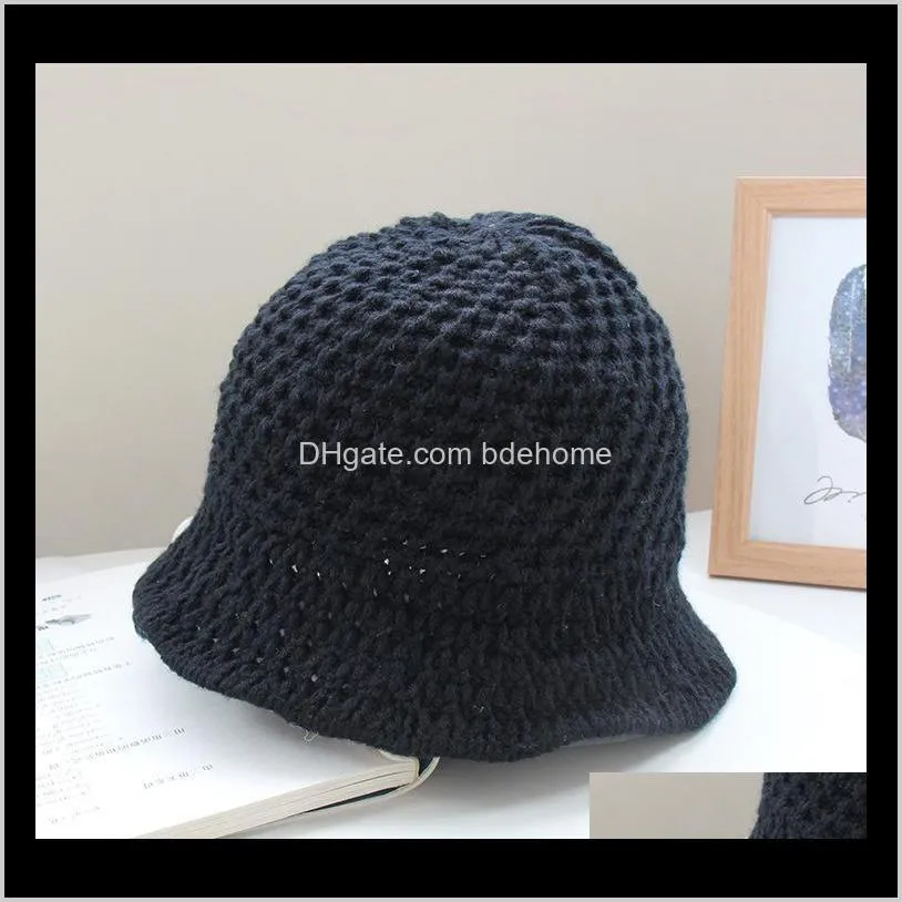 k89 new 2021 hand knitted hat women autumn and winter bucket hat simple wild fisherman woolen bowl hats