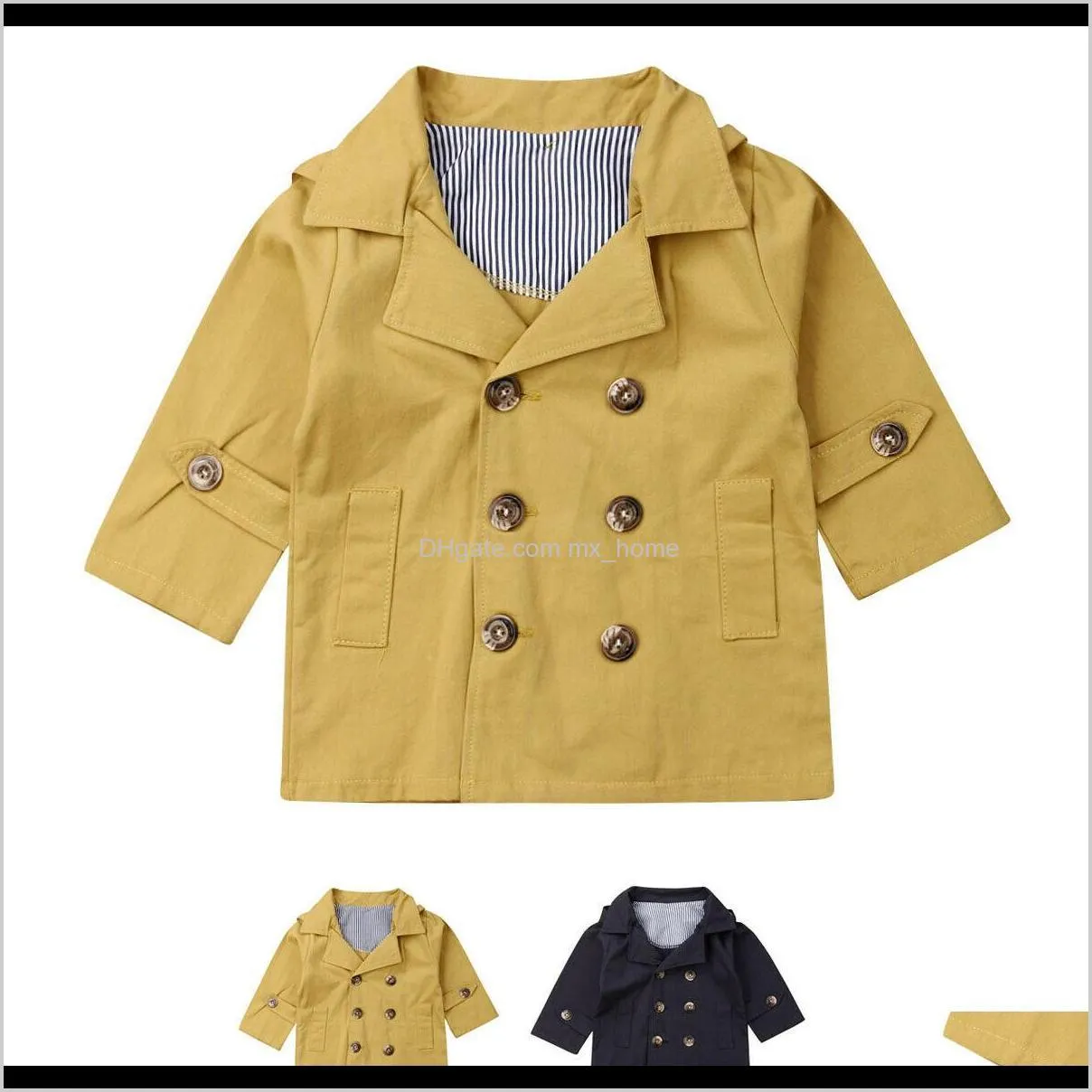 Tench Coats Uitloper Babykleding Baby Moederschap Drop Levering 2021 Leuke Kids Jongen Lange Mouwen Mode Warme Wind Trench Coat 05 jaar Y