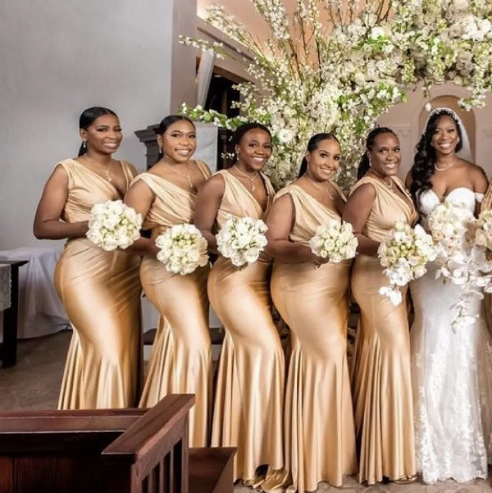 gold bridesmaid dresses