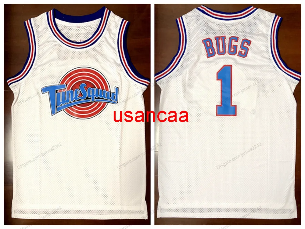 Bugs #1 Tune Squad Jam Jam Basketball Jersey Movie Men's All Stitched White Jerseys Rozmiar S-xxl