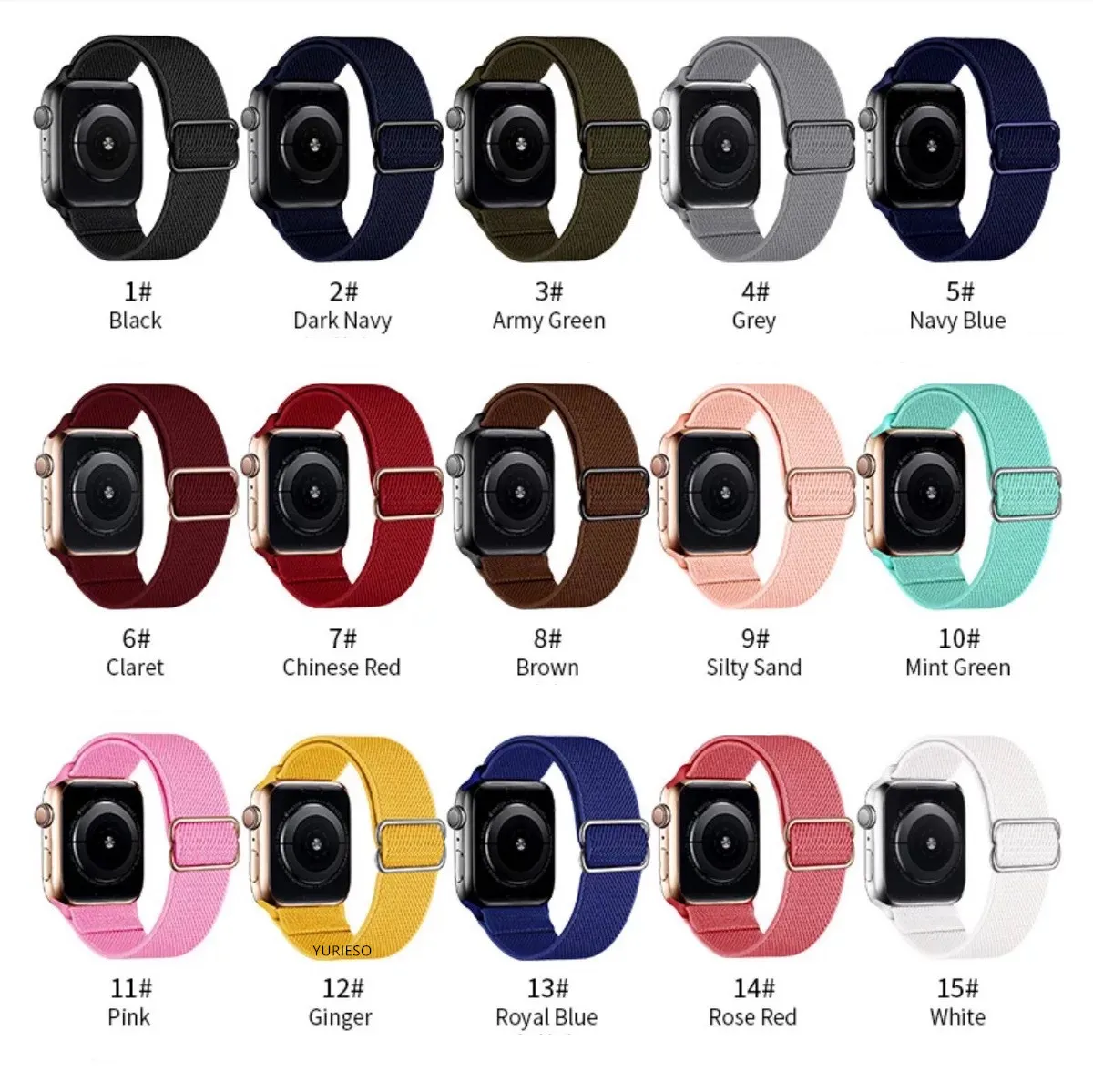 Rem för Apple Watch-band 44mm 40mm 38mm 42mm Justerbar Elastisk Nylon solo Loop armband iWatch series 3 4 5 6