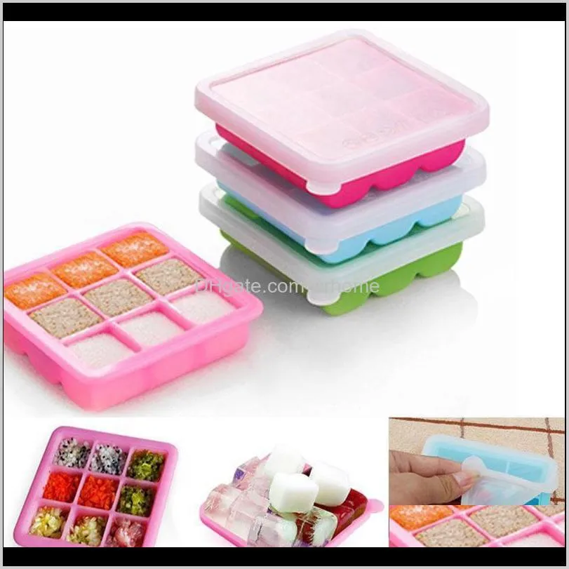 Housekeeping Organization Home Gardencubes Safety Sile Baby Storage Fruit Breast Milk Zer Ice Cube Mold Maker Box Container Bottles & Jars Dr