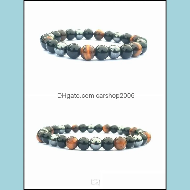 Bracciali con perline e fili Gioielli Bracciale con colori misti Bile nera Occhio di tigre Pietra Ossidiana Uomini e donne Moda casual Aessories Drop Delive