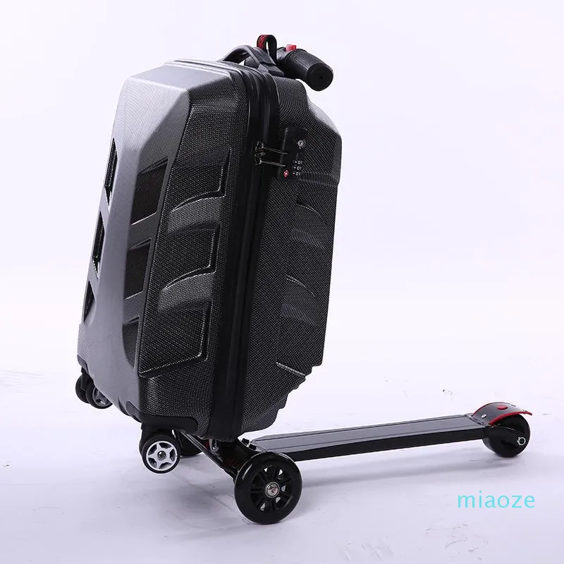 Resväskor kreativ scooter rullande bagage hjul hjul resväska vagnen män resor duffel aluminium bär på