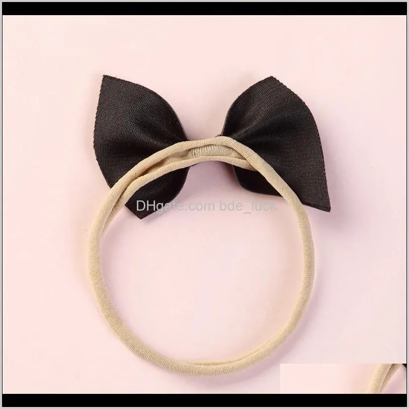 4/6pcs Cute Baby Leather Bow Nylon Headband Super Soft Elastic Stretch Hairbands For Kid Tiny Hair Bows Baby Girls Accessories